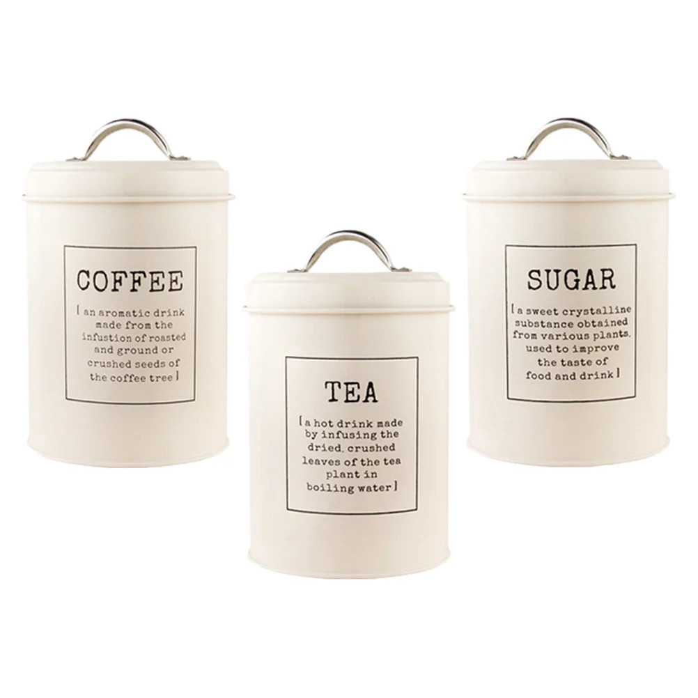 

3Pcs Tea Storage Jars Nordic Style Kitchen Canisters Large Capacity Coffee Beans Sugar Containers Sealed Lid Fresh