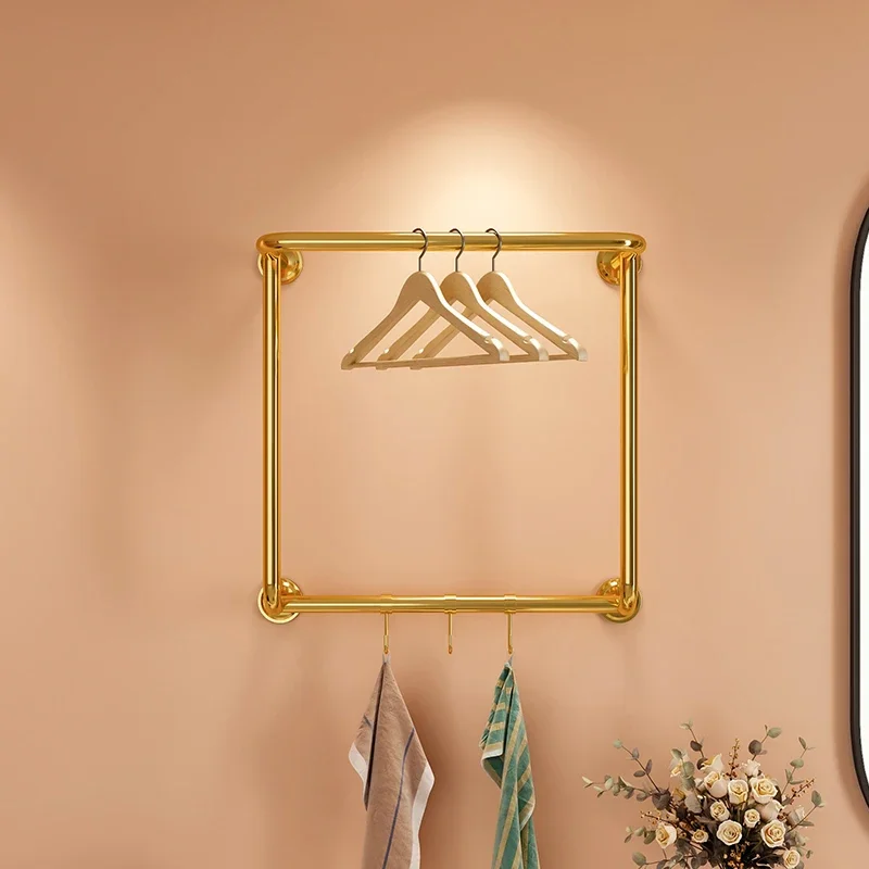 Stainless Steel Titanium Hotel Clothes Rack Guesthouse Clothing Storage Hanging Rack Apartment Bathroom Hanging Rod