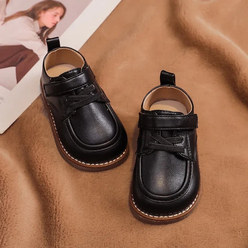 Baby Boys Girls Leather Shoes Spring Autumn Soft Sole Anti-slip Kids Toddler Shoes British Style Children Birthday Party Shoes