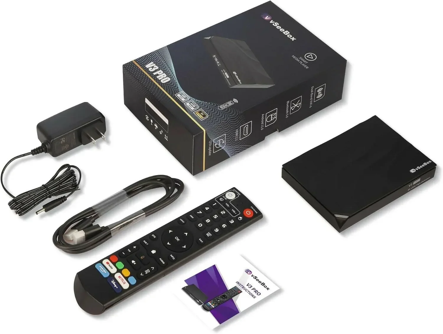 Oferta promocional - Compre 2 e ganhe 1 grátis para VSeeBox V3 Pro 100% original 8k HDMI Andriod 11 Smart Box com controle de voz, 4 GB DDR3, 64 GB