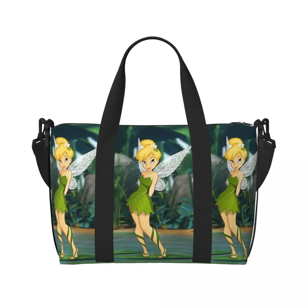 

Большая большая сумка-тоут Тинкер Белл на заказ, женская сумка для покупок на плечо, пляжная дорожная сумка для спортзала