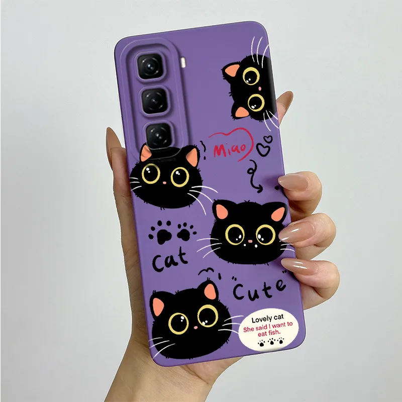 For Infinix Hot 50 4G Case Hot50 X6882 Soft Silicone Painted Phone Funda Cartoon Printed Shockproof Protective Back Cover Coque