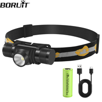 BORUiT D10 LED Mini Headlamp High Power LED Headlight 3000LM 18650 Rechargeable Head Torch Waterproof Camping Fishing Flashlight
