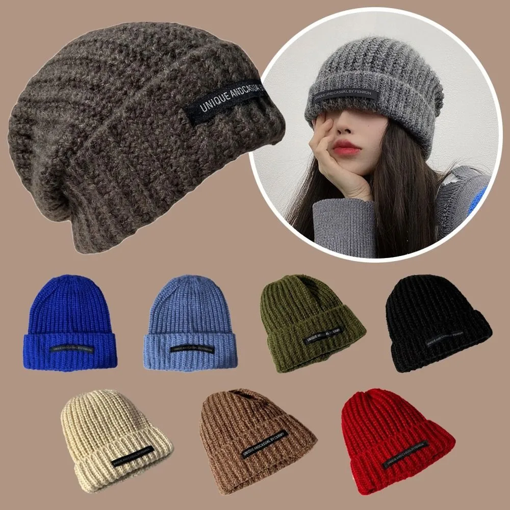 New Women's Warm Knitted Hat Soft Thick Wool Wrinkle proof Hat Winter Warm Ski Hat Loose Hat Casual Hat Soft Leisure Cap