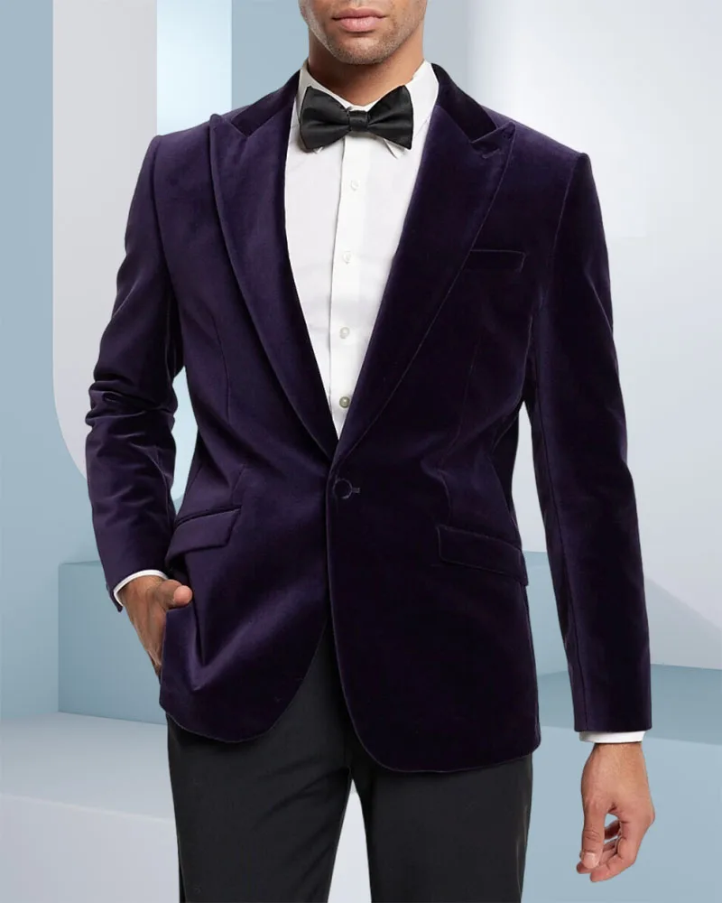 Otoño nuevo traje de banquete de terciopelo púrpura chaqueta de traje de terciopelo para banquete de negocios Blazer
