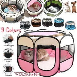 Folding Pet Tent Pet Cage Dog House Octagonal Cage for Cat Tent  Puppy Kennel Easy Operation Fence Indoor Outdoor Big Dogs House