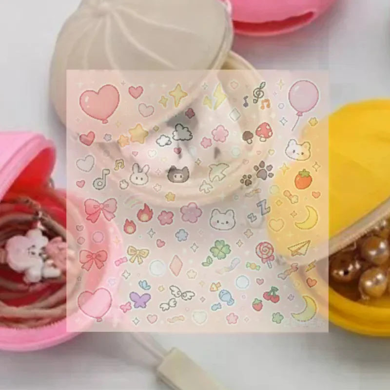 Cute Steamed Bun Shape Plush Coin Purse With Keychain Polyester Mini Wallet For Women Gift