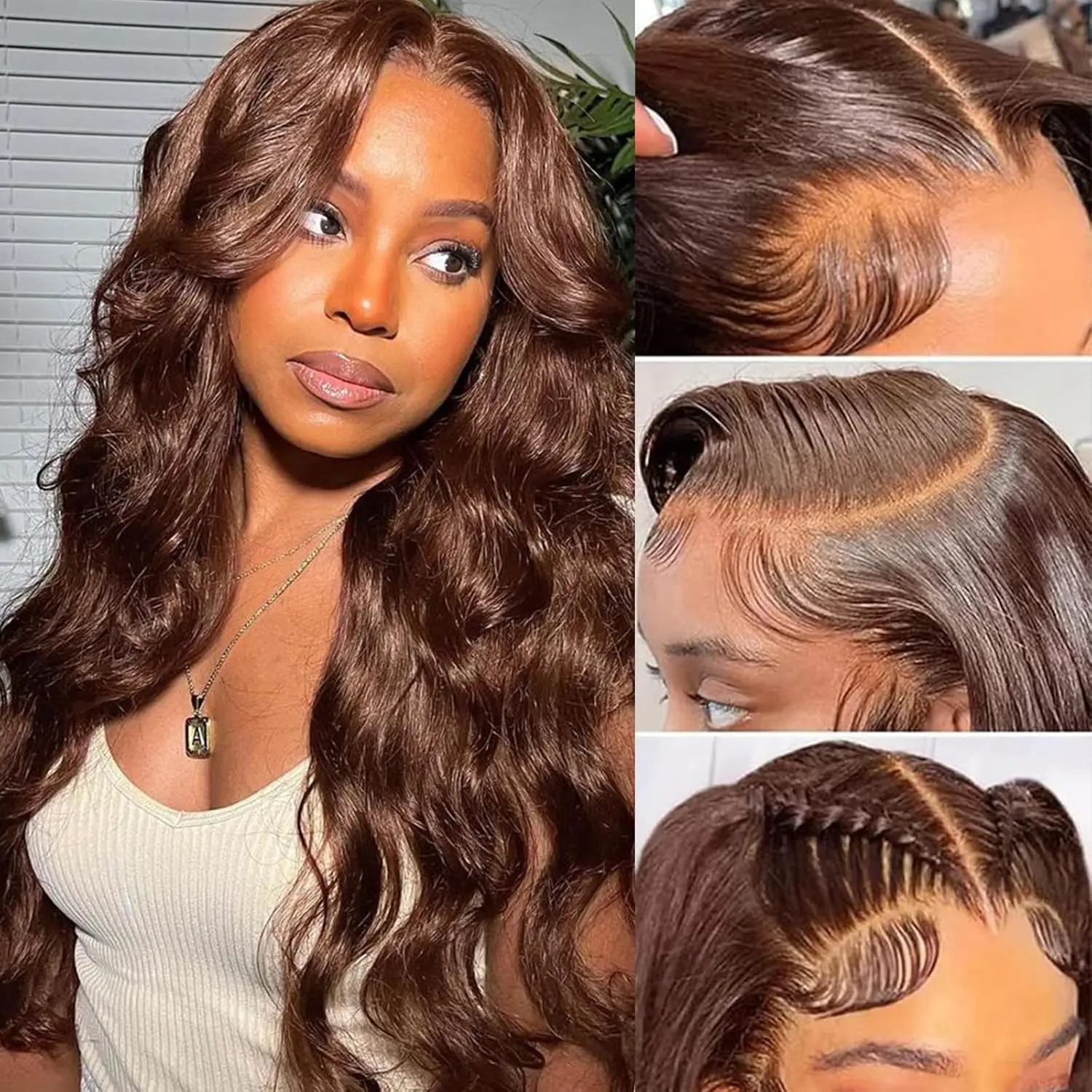 

Ulrica Chocolate Brown Lace Front Wigs Human Hair Body Wave 13x6 Brown Lace Front Human Hair Wigs 13x4 HD Lace Frontal Brown Wig