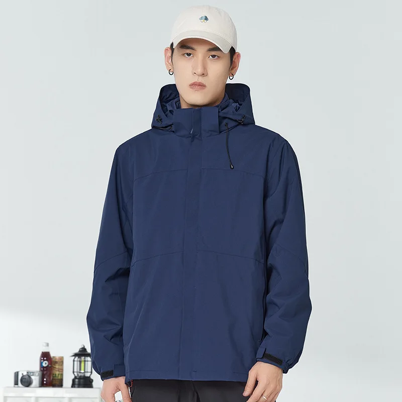 

Men's Spring Autumn Winter Outdoor Fleece Thickened Removable Two-piece Three-in-one Mountaineering Jacket Set