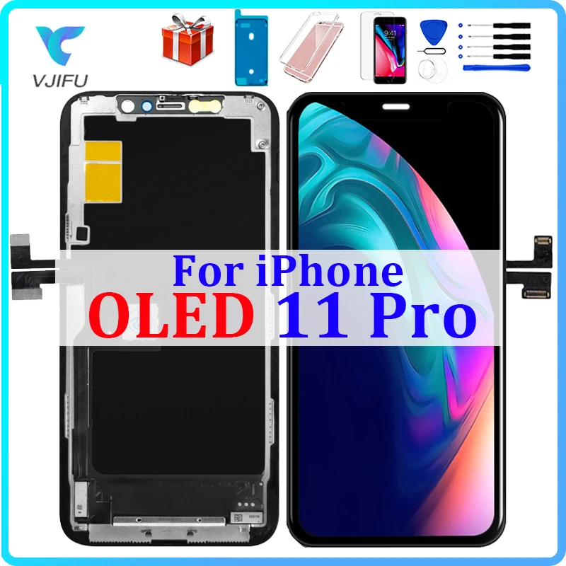 

ЖК-дисплей OLED для iPhone 11 Pro, 3D сенсорный экран с дигитайзером в сборе, A2215, A216, экран, запасные части для ремонта телефонов, True Tone