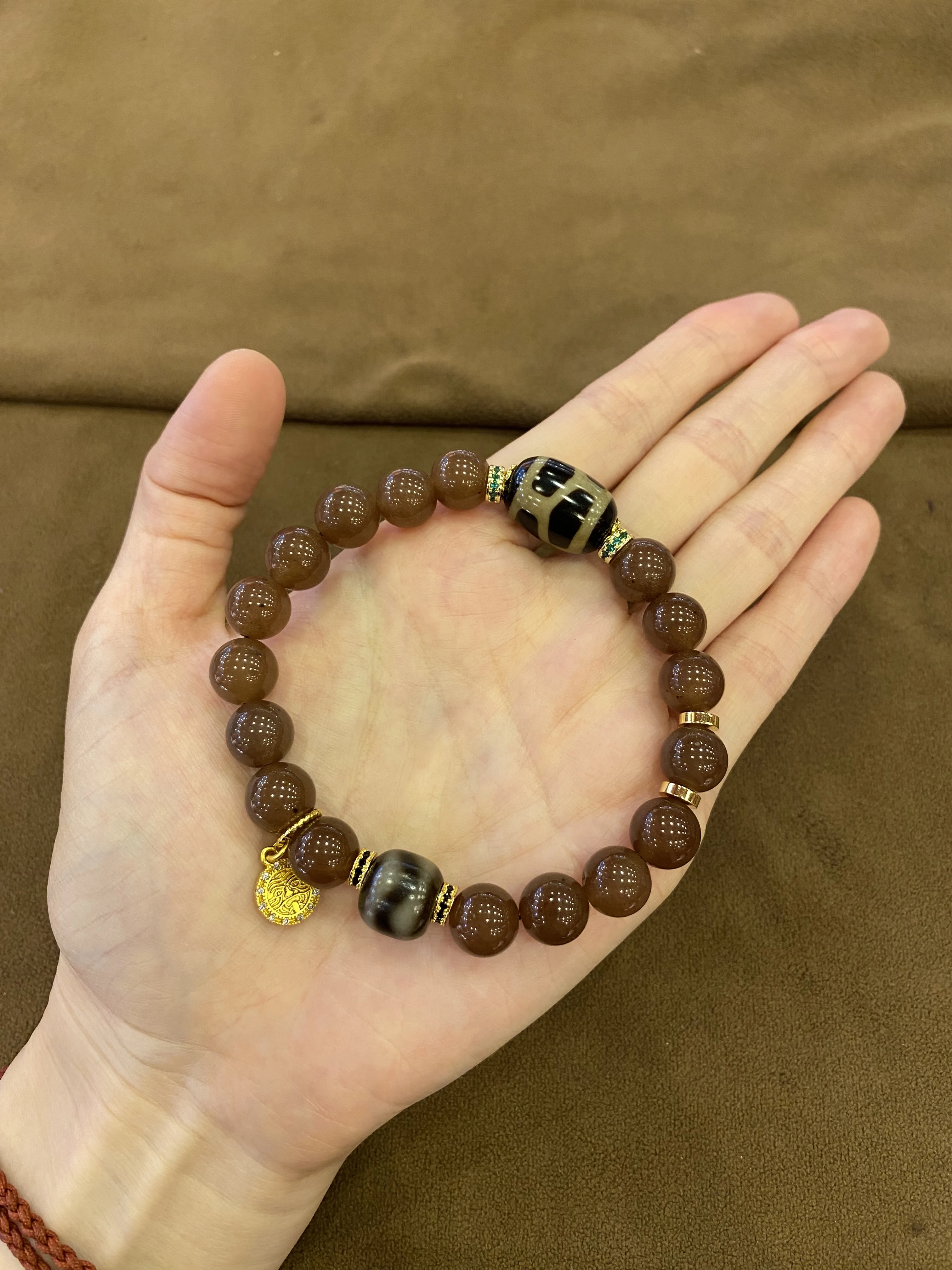 Picture 4: Caramel Chalcedony Dzi Bead Bracelet
