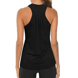 Women Sleeveless Folds Yoga Shirts Sport Singlet Athletic Fitness Sport Tank Tops Workout Gym Running Training Pilates Vest