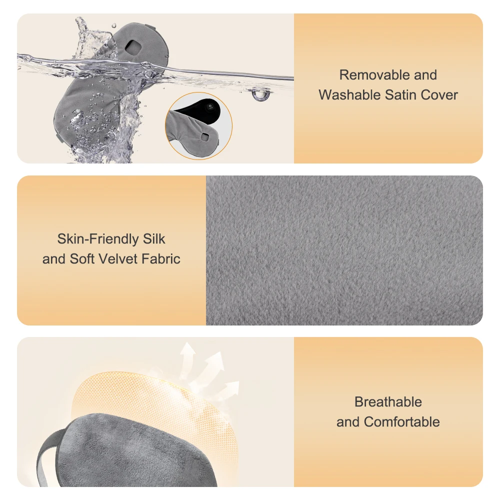 Cordless Heated Eye Mask for Dry Eyes 3 Levels Hot Compress Smart Timing Sleeping Mask Electric Warm Eye Compress for Eye Relief