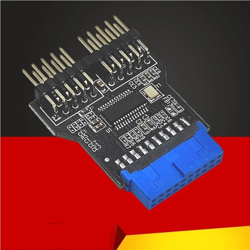 USB Splitter Motherboard 19Pin to Dual 9Pin Connectors Header Female 1 to 2 Male Board 9-Pin USB HUB USB 2.0 9 pin Riser Adapter
