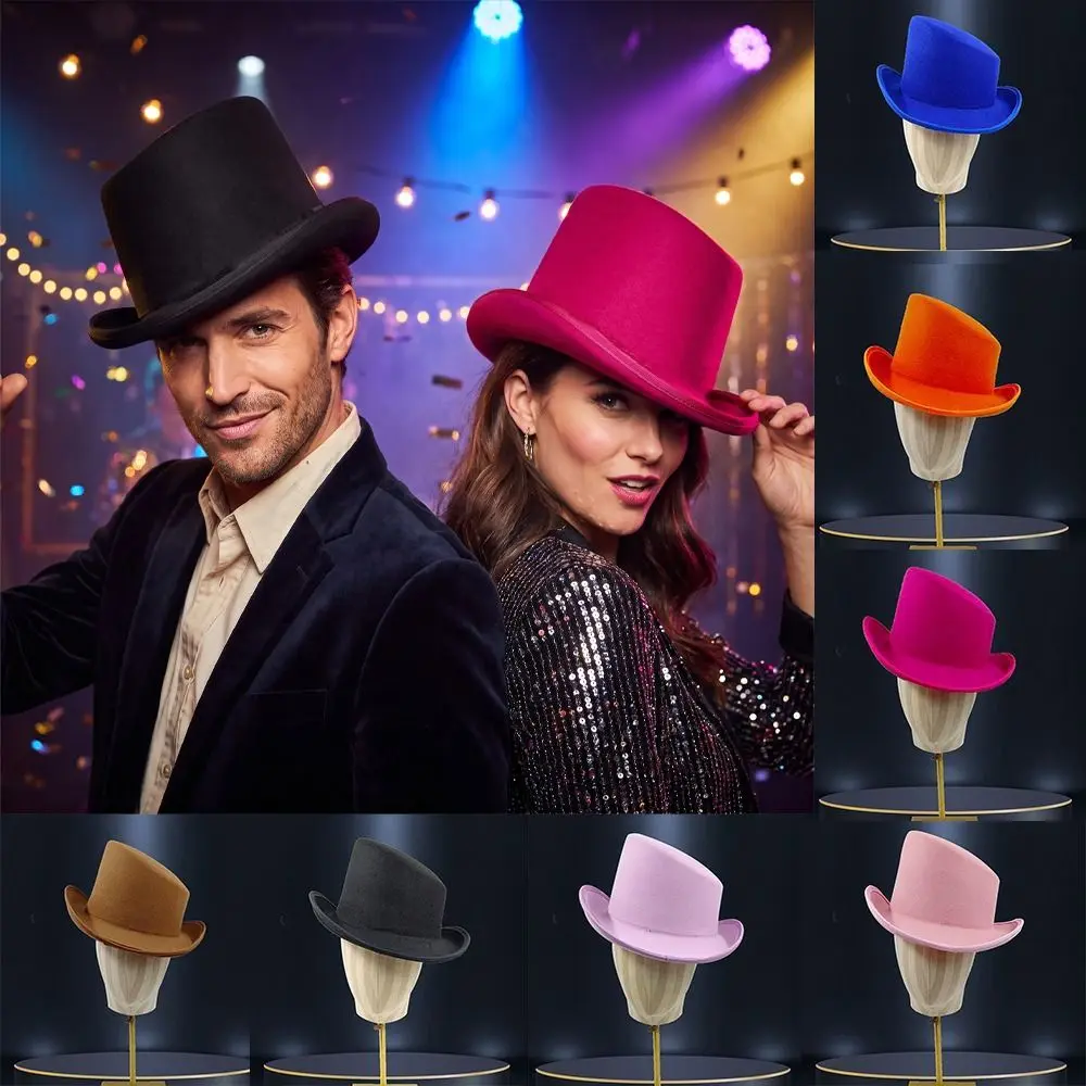 Fancy Dress Angled Edge Fedora Hat Bucket Hat Slanted Top Magic Hat British Style Lightweight Bowler Jazz Hat Party