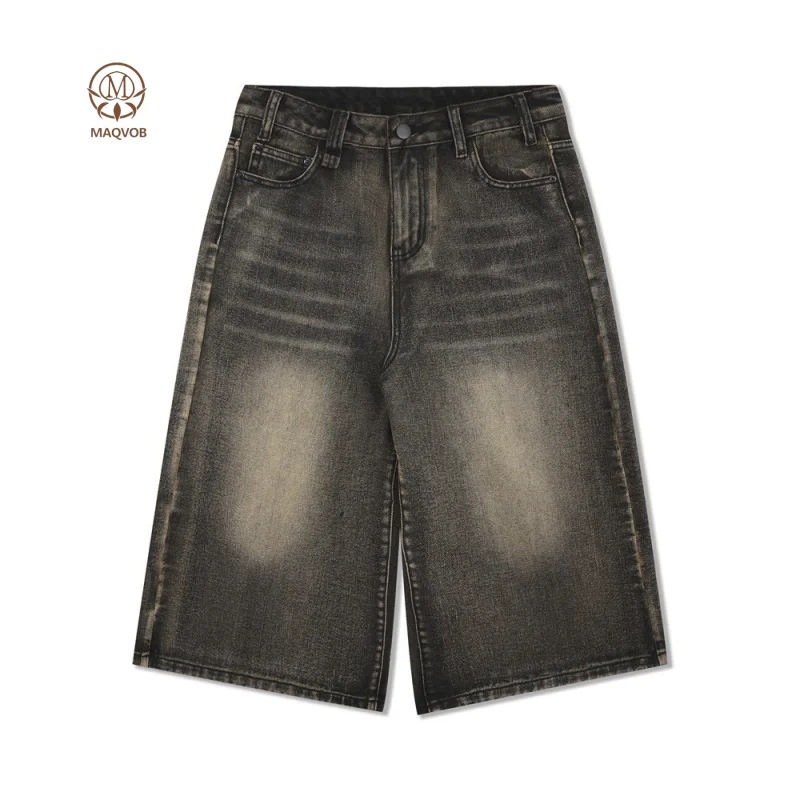 

Maqvob top quality EU US size men women casual wear vibe brand High Street vintage washed denim shorts