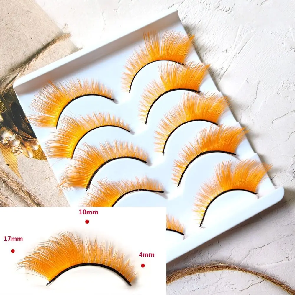 5 คู่ที่ไม่ซ้ํากันดูสี Lashes คอสเพลย์ปาร์ตี้ Masquerade Fox Cat Eye Eyelashes Soft Fluffy Eyelash Extension