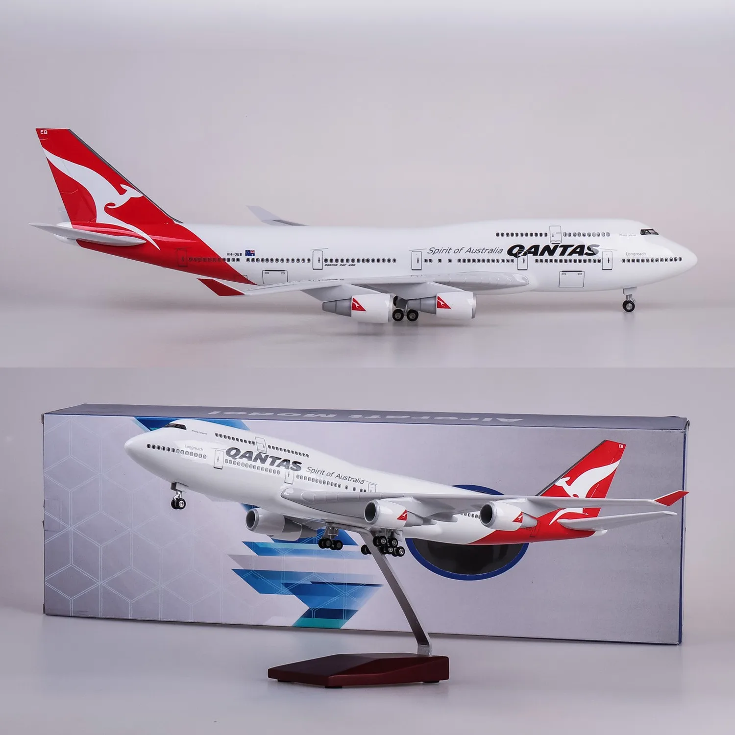 1/150 Large Scale Qantas B747 Airplane Model 18-inch L B747 Resin Diecast Airplane Model for Aviation Enthusiast Gift or Display