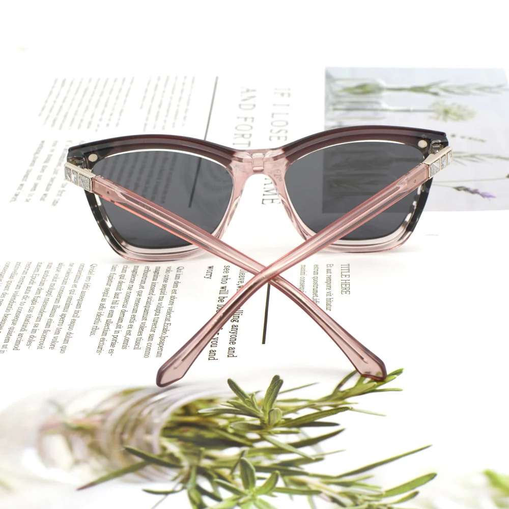 KANDREA 패션 편광 선글라스 프레임 여성 남성 빈티지 Cateye 자석 클립 광학 처방 안경 안경 GN6010