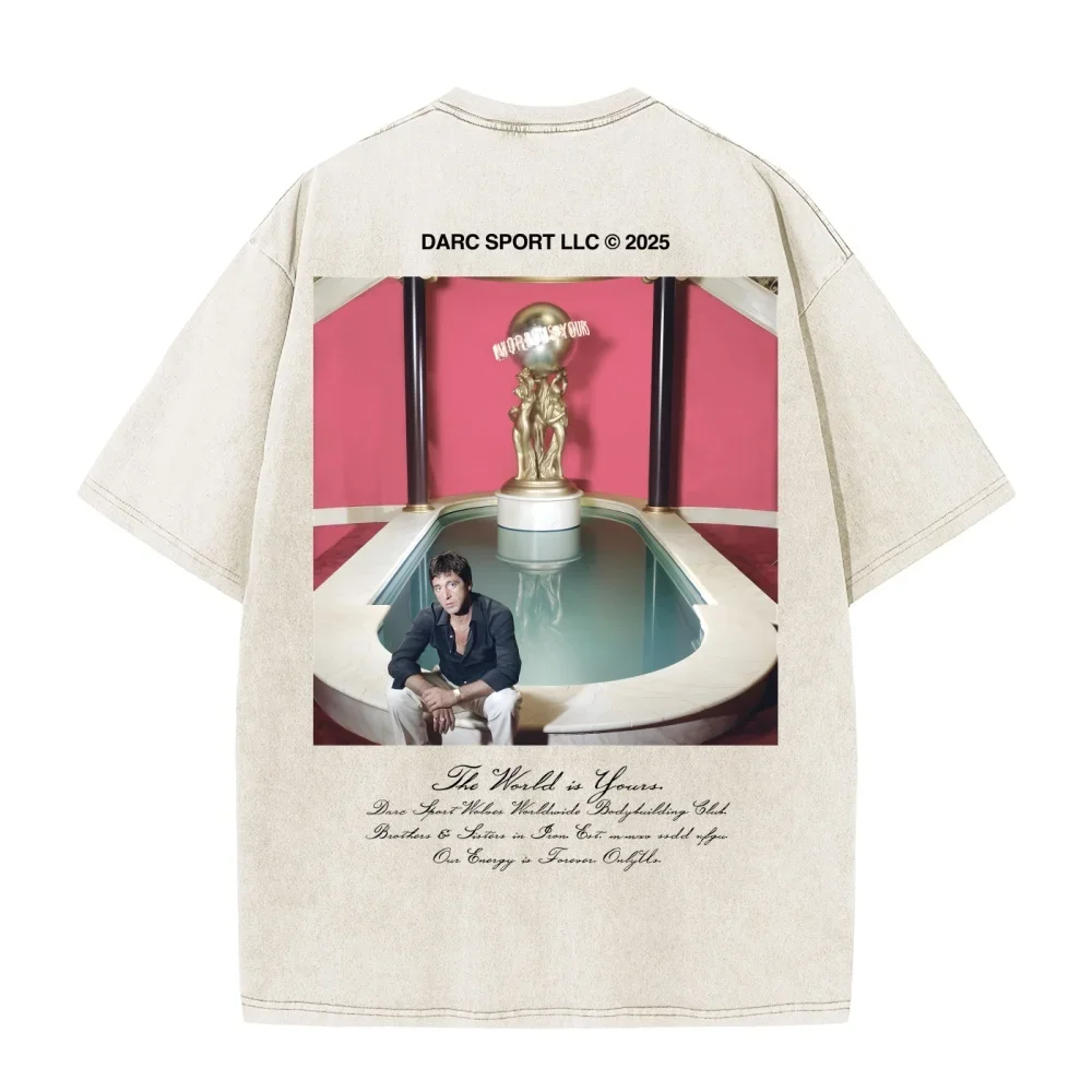 

DARCSPORT WASHED Graphic Print Cotton T-Shirt Men Y2K Summer Short Sleeves Vintage Oversized Tshirt Streetwear Women Tee Tops