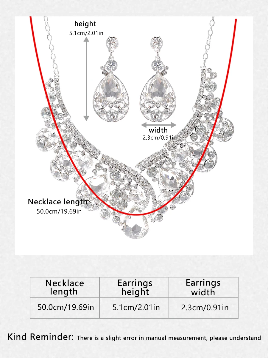 Itacazzo Bride Wedding Luxury Necklace Earring Set Exquisite and Elegant for Ladies Suitable for Party Festivals