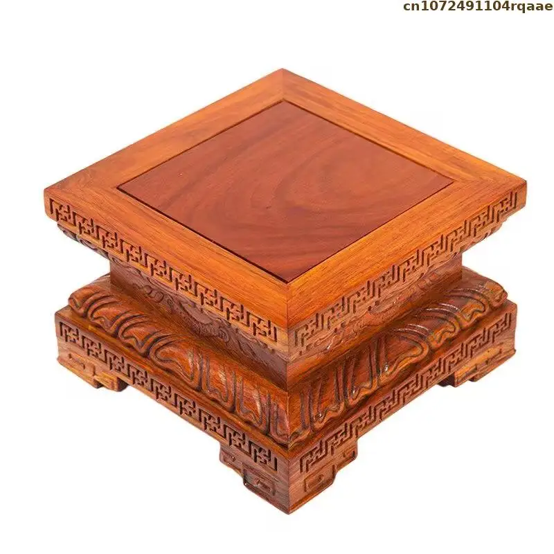 Traditional Chinese Wood Display Stand | Feng Shui Altar Base for Buddha Statue, Jesus, Gods | Carved Offering Stand Home Decor