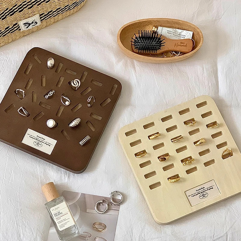 

Wooden Jewelry Tray Luxury Retro Ring Storage Display Tray Counter Ring Organizer Display Props Desktop Decoration Container