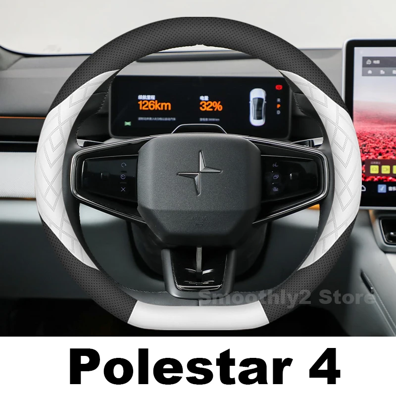 

Leather Car Steering Wheel Cover For Polestar 4 2025 2024 2023 Covers For Covers Auto Steering Wheel Polestar 4 Accessories