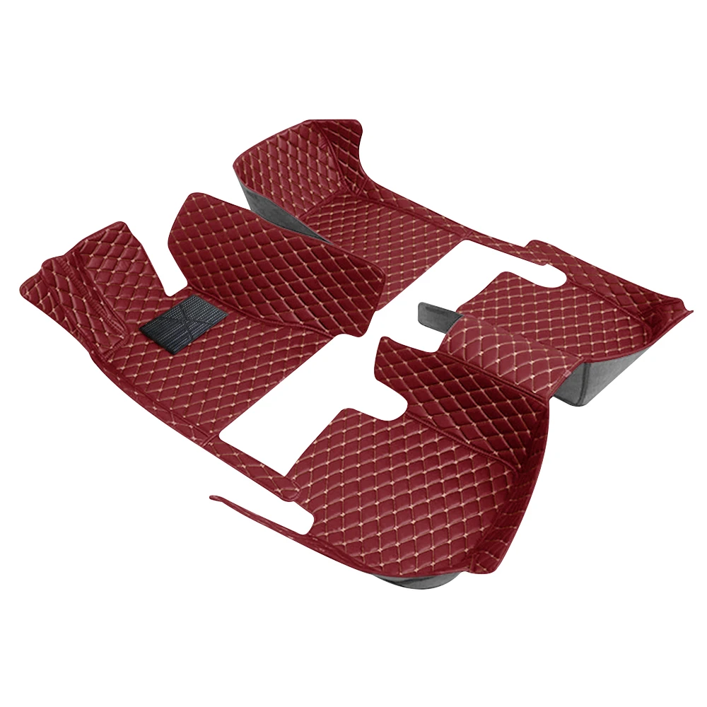 Car Floor Mats Carpet For Maserati For Ghibli sedan seat4 2013–2023 PU Leather Non-Slip Floor Liner Full Set wine red