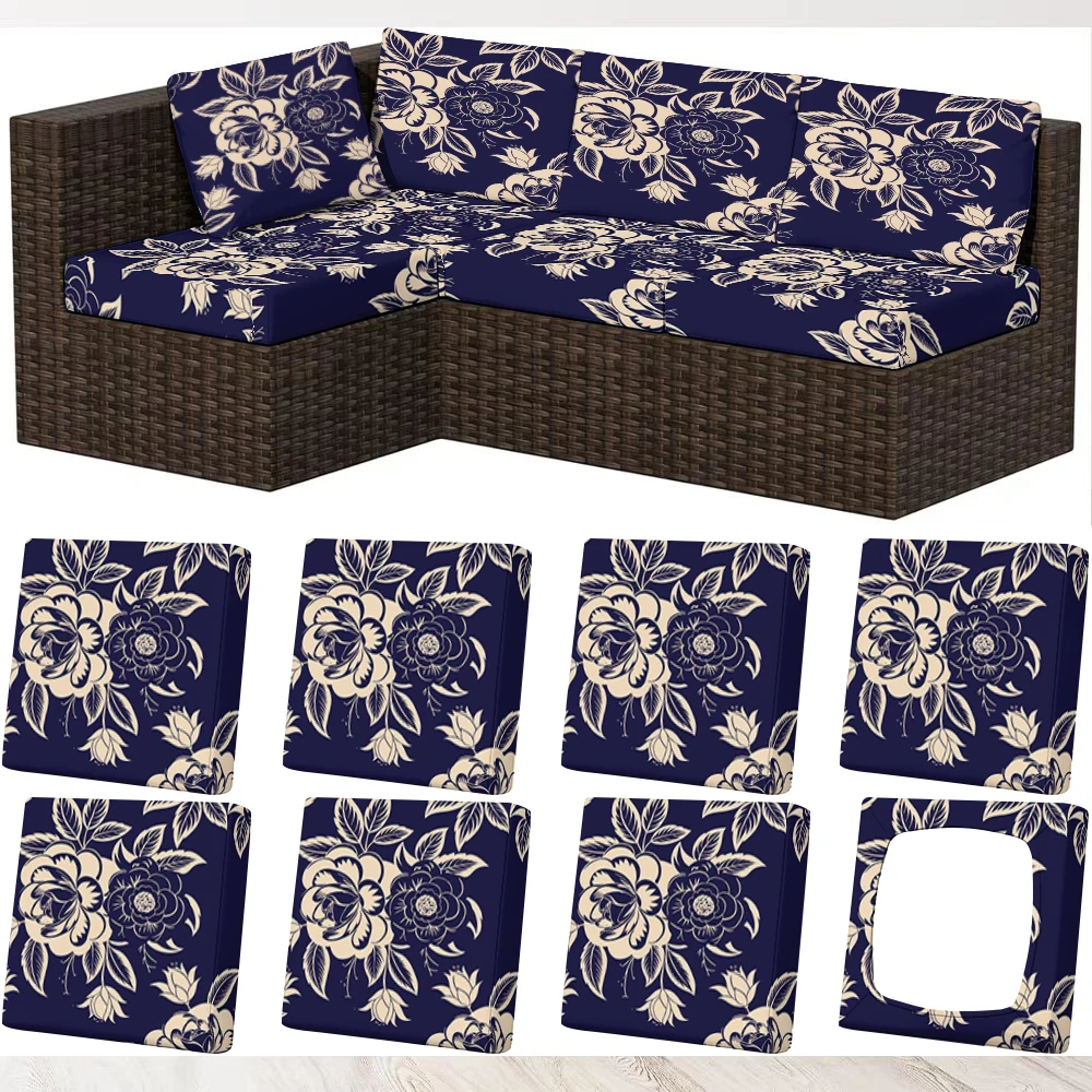 Summer Outdoor Sofa Cover with French Retro Floral Print, Milk Silk Material, Pet - Friendly, Washable Witho
