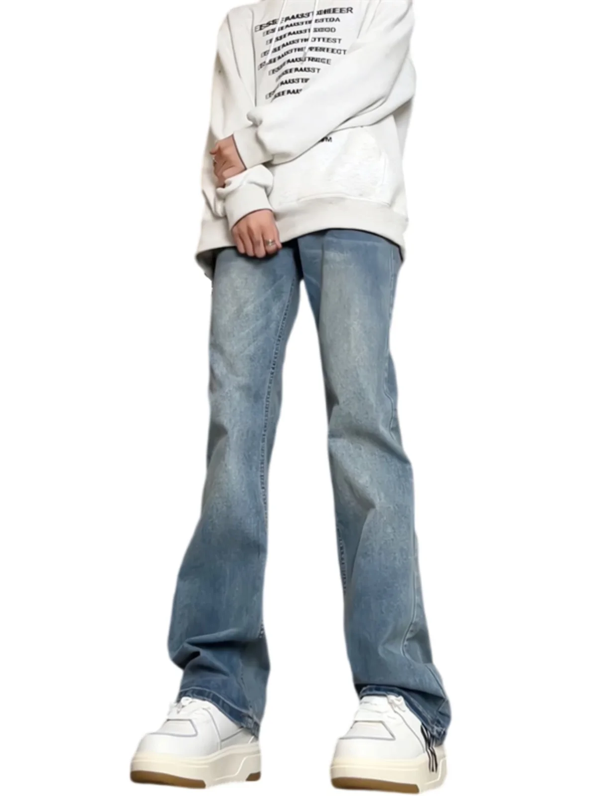 الرجعية الأمريكية Sle الرجال الجينز مستقيم الساق عادية سليم صالح ربيع الخريف شارع العليا Faion السراويل الطويلة العصرية