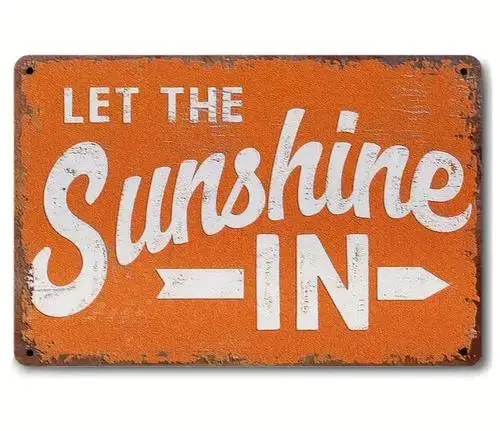 Let The Sunshine In Vintage Novelty Metal Sign ; Wall Art