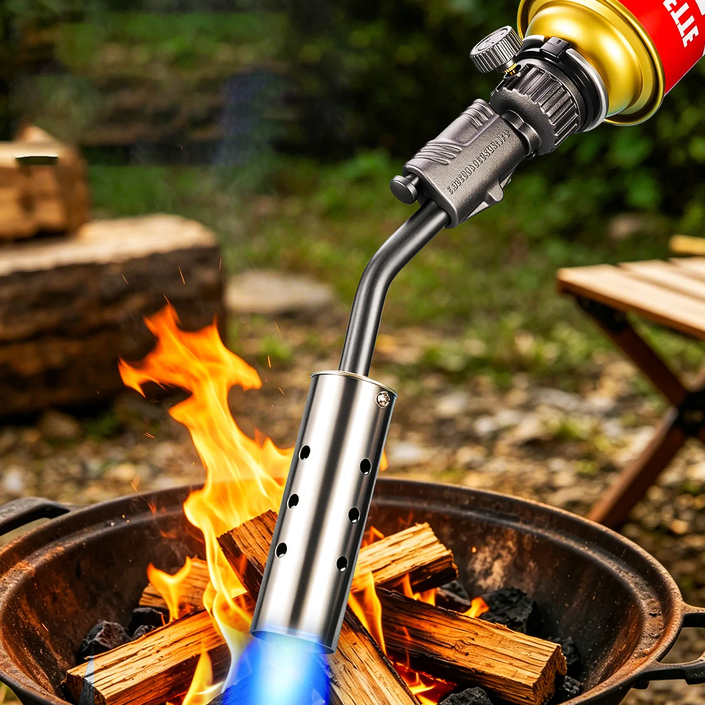 Portable Butane Gas Torch Adjustable Flame Welding Burner For Outdoor Camping BBQ Cooking Soldering Heating Ignition Tool
