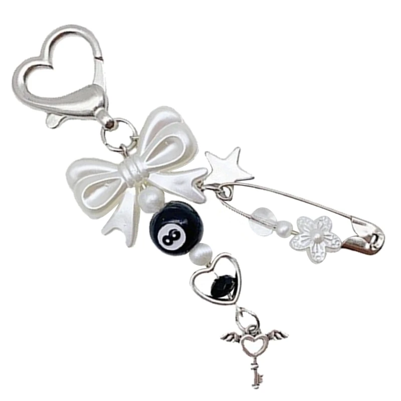 Phone Charm Unique Heart Bowknot Keychain Vibrant Beaded Pendant for Cellphone Dropship