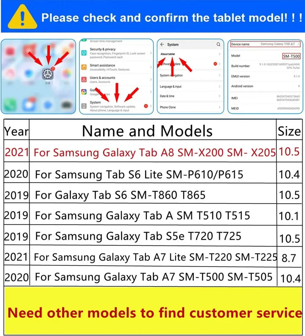 Etui na tablet Samsung Galaxy Tab A 10.1 2019 SM-T510 Etui z podstawką Tab A7 10.4\'\' A8 10.5 X200 A9 Plus 11\