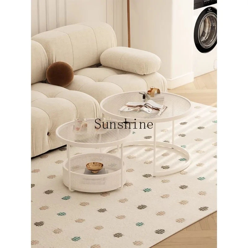 Tempered glass mother and child coffee table living room household small round table