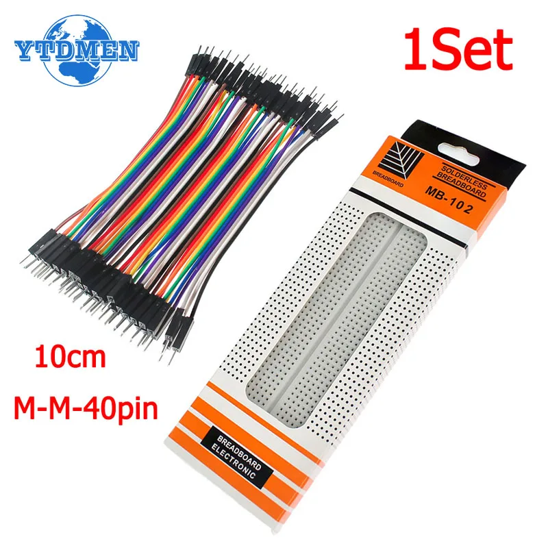 1Set Breadboard 830 Points MB-102 Dupont Wire 10CM Jumper Wires 40Pin Male To Male for Arduino DIY Bread Board Electronics Kit