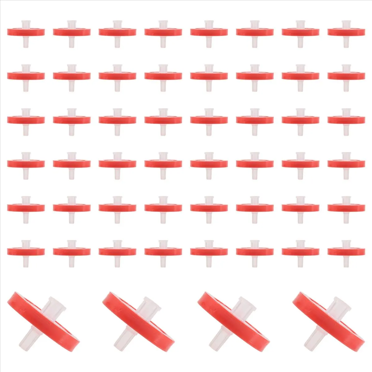 AB09 100 قطعة فلتر حقنة PTFE، فلتر مختبر حقنة قطر الغشاء 25 مم، حجم المسام 0.22 ميكرومتر، HPLC