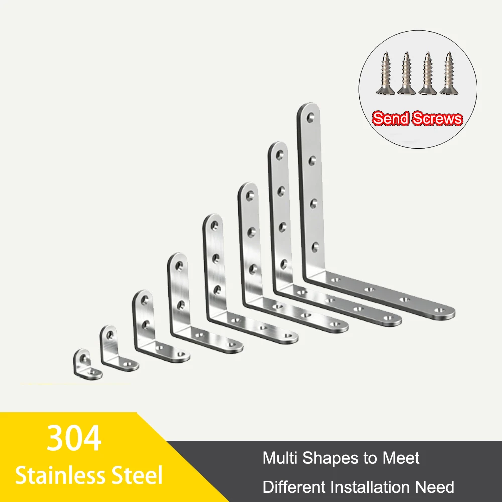 1PCS Stainless Steel Corner Brackets 90 Degree Universal for Cabinets Drawers Windows Wood Furniture Bedframe L-shaped