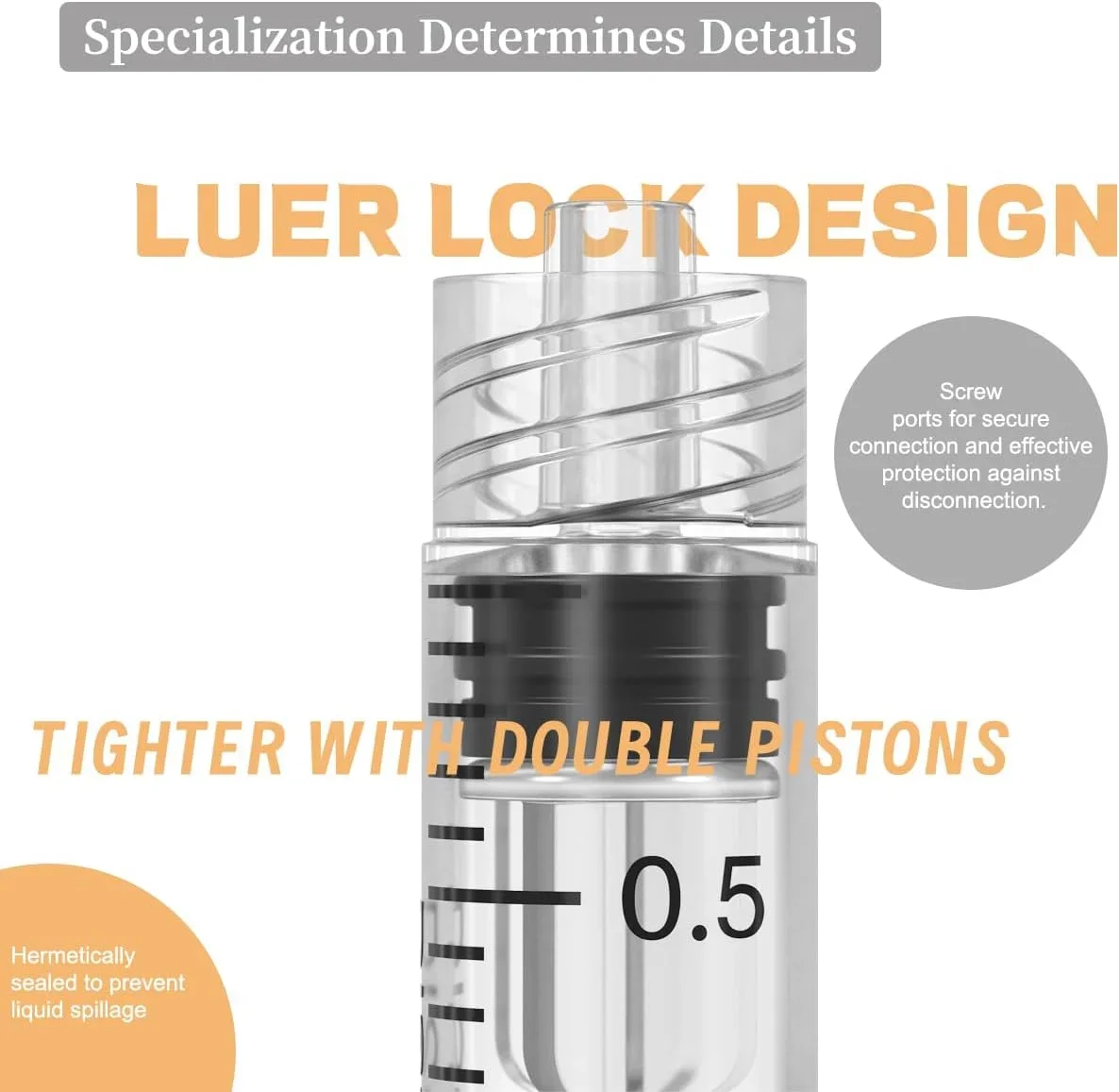 10/30/70 Stück 3ml Luer-Lock-Spritze mit 25G 1-Zoll-Nadel, Einweg-Flüssigkeitstransferwerkzeug, Spritzen für Labor, Landwirtschaft, Tiermedizin und Industrie – Detail 2