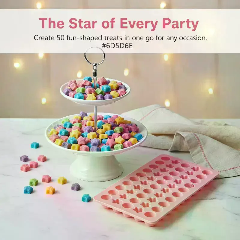 Food Grade Silicone Baking Mold Non-Stick Round Star Cavities for Homemade Chocolate Candy Holiday Gifts