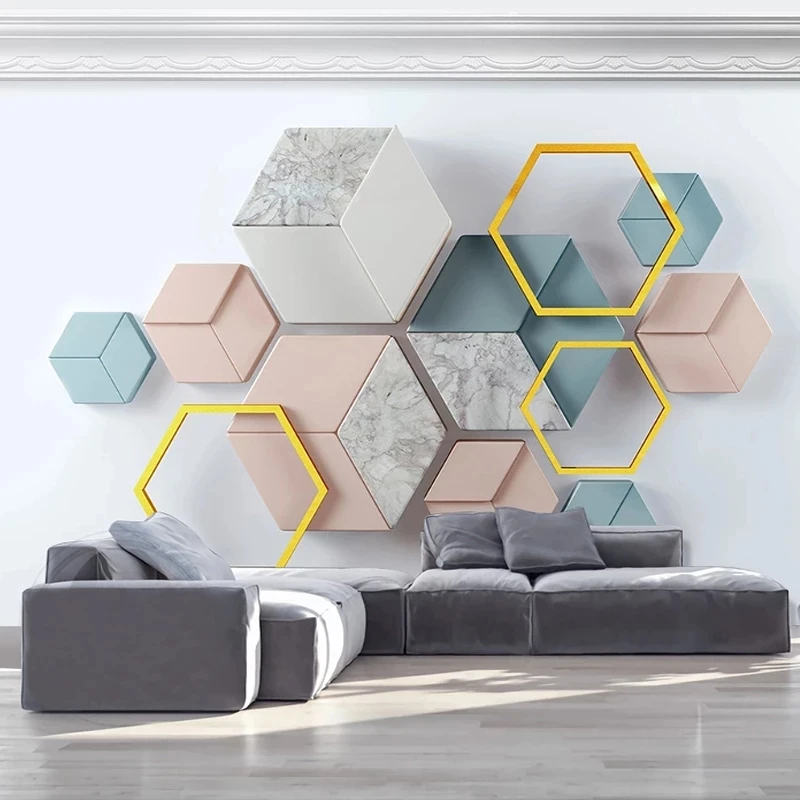 Custom Modern 3D Geometric Marble Mural Bedroom Creative Wallpaper Living room sofa TV background wall restaurant study Hotel 8d