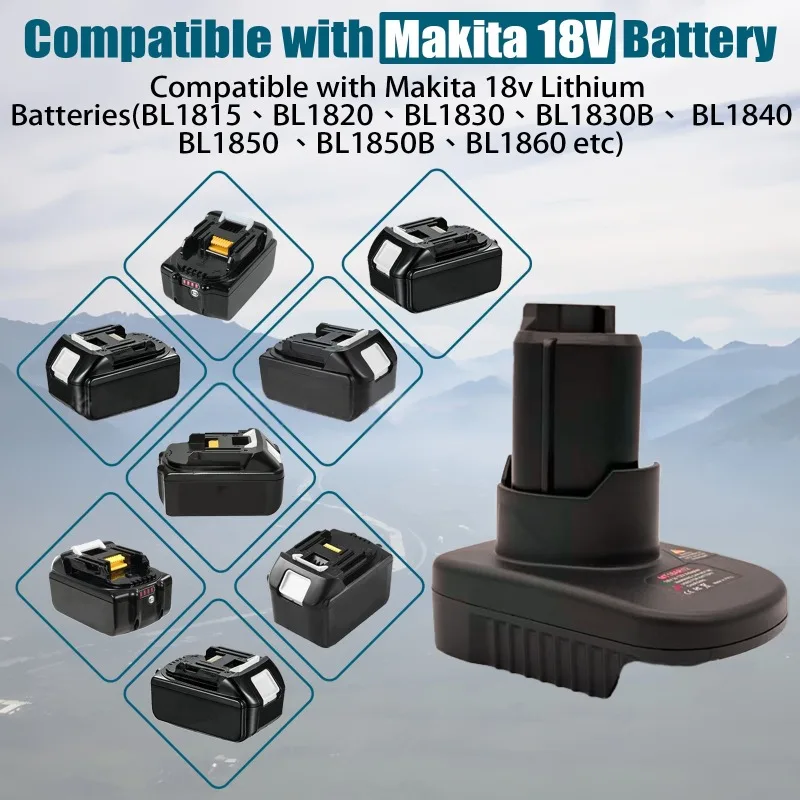 For Makita 18V Lithium Batteries Convert To Work for Ridgid 12V Li-ion Cordless Power Tools MT18AR12 Power Tool Battery Adapter