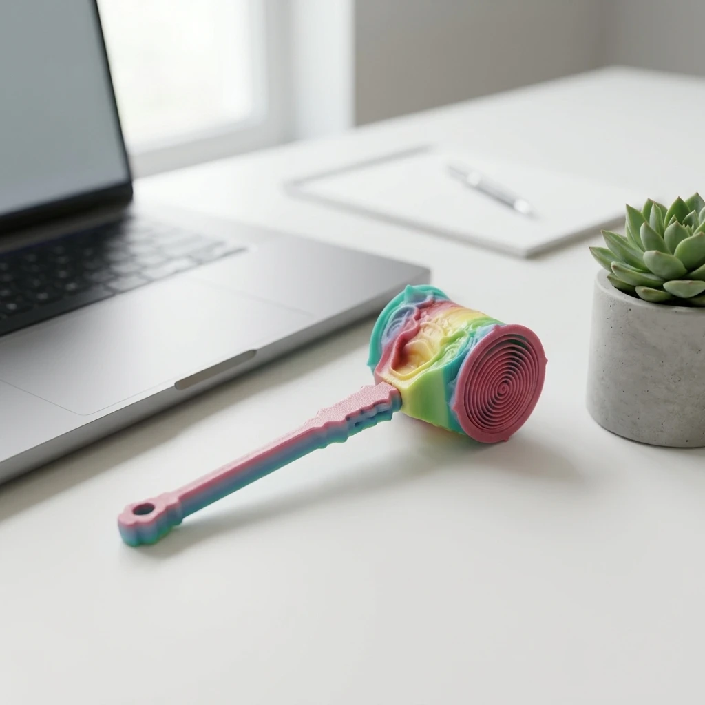 PLA Hammer Toy for Office Desk Adult Kids Stress Relief 3D Printed Elastic Cartoon Figurine Colorful Fidget Gift Decor