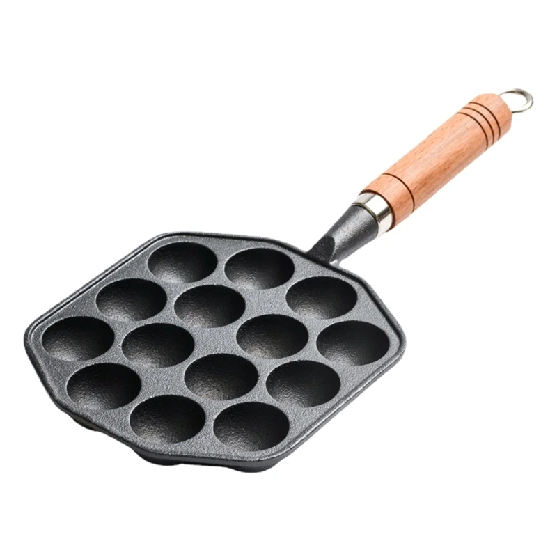 

H55A 14 Cavities Cast Iron Takoyaki Pan Takoyaki Maker Octopus Small Balls Baking Pan Home Cooking Tools Kitchenware Supplies