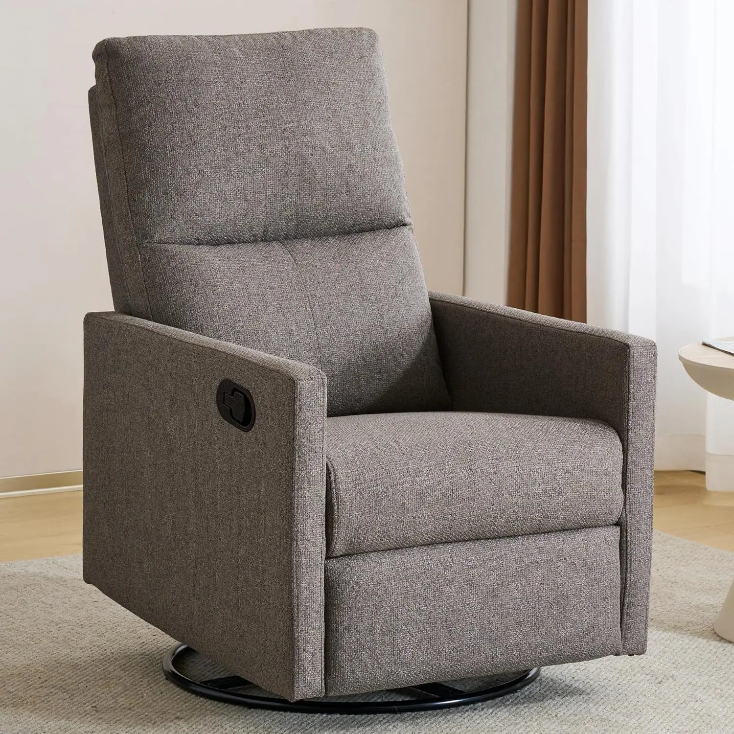 Swivel Rocking Recliner Chair for Adults, Rocker Nursery Glider Chair for Living Room Bedroom, Upholstered Fabric Reclining Sing