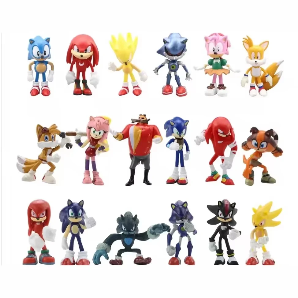 

Sonic Anime Figures Set 6cm High Density PVC Mini Collectible Toys for Cake Topper Desktop Decoration Birthday Gift for Kid