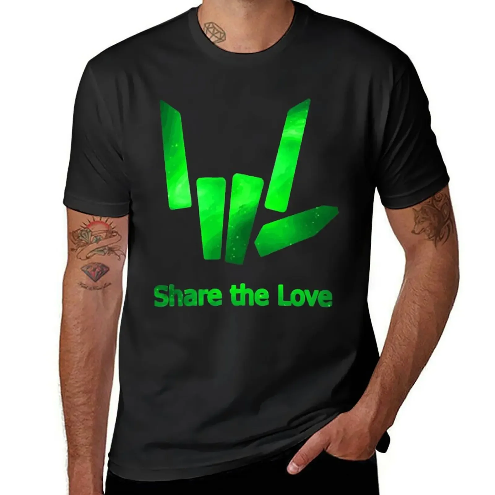 High quality Kids Share The Love Green Galaxy Logo T-Shirt aesthetic clothes blanks mens graphic t-shirts funny