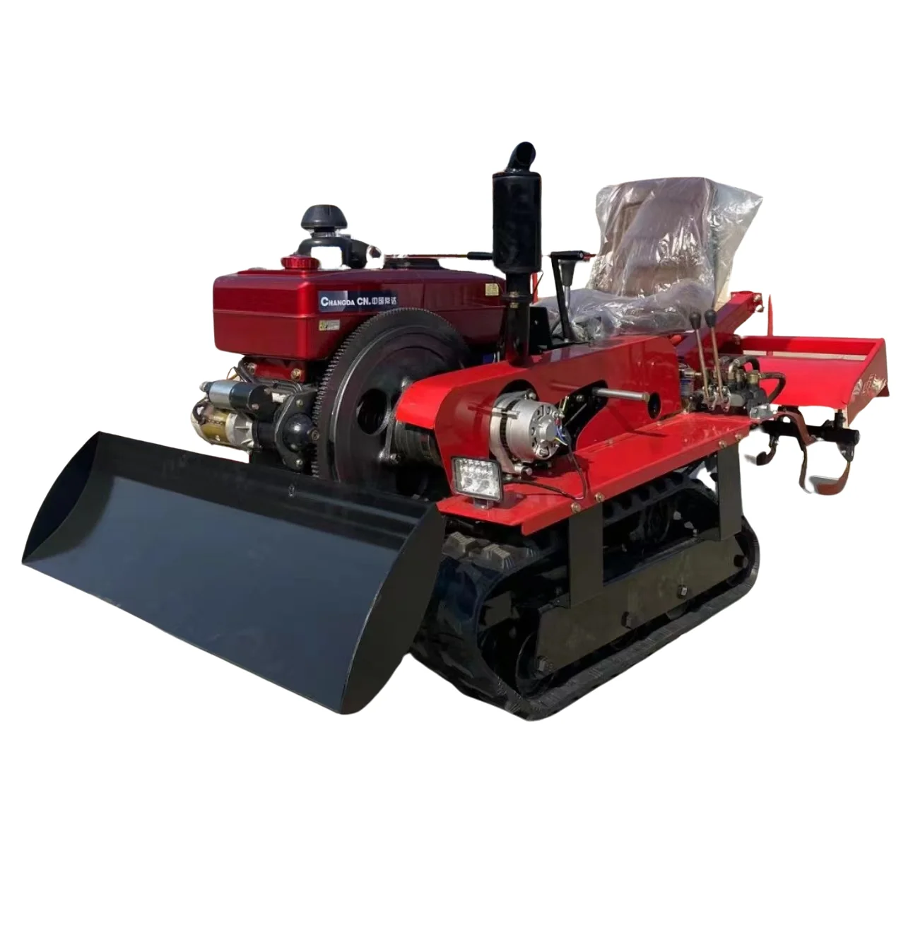 Multi functional 25HP tracked micro diesel agricultural cultivator, orchard greenhouse walking tractor