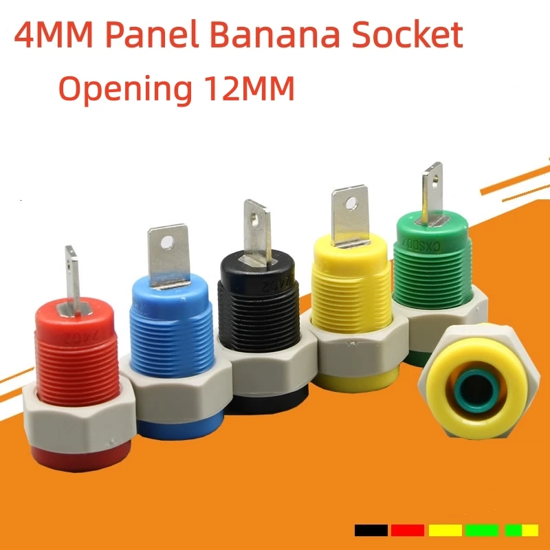 2PCS 4mm Panel Banana Socket High Voltage Safety Type Jack 32a Terminal Connector Opening 12mm Solder Tab